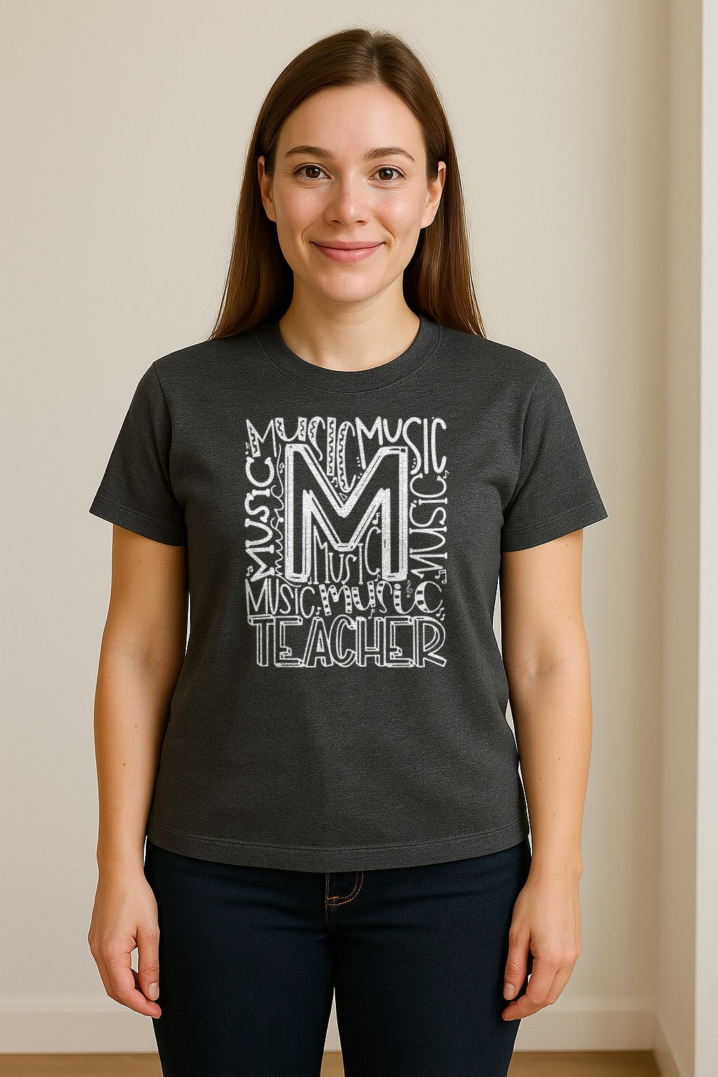 Music Teacher T-Shirt, Typography M Word Art for Band and Choir Educators