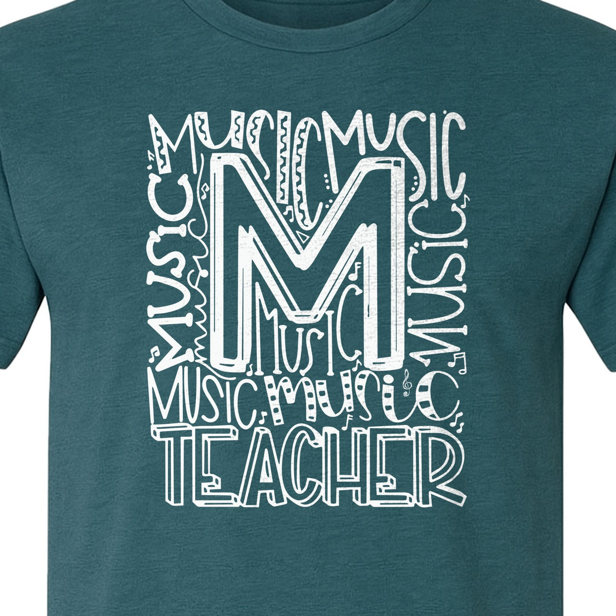 Music Teacher T-Shirt, Typography M Word Art for Band and Choir Educators