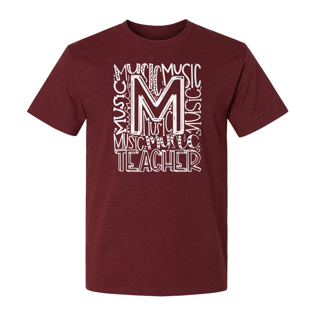 Music Teacher T-Shirt, Typography M Word Art for Band and Choir Educators