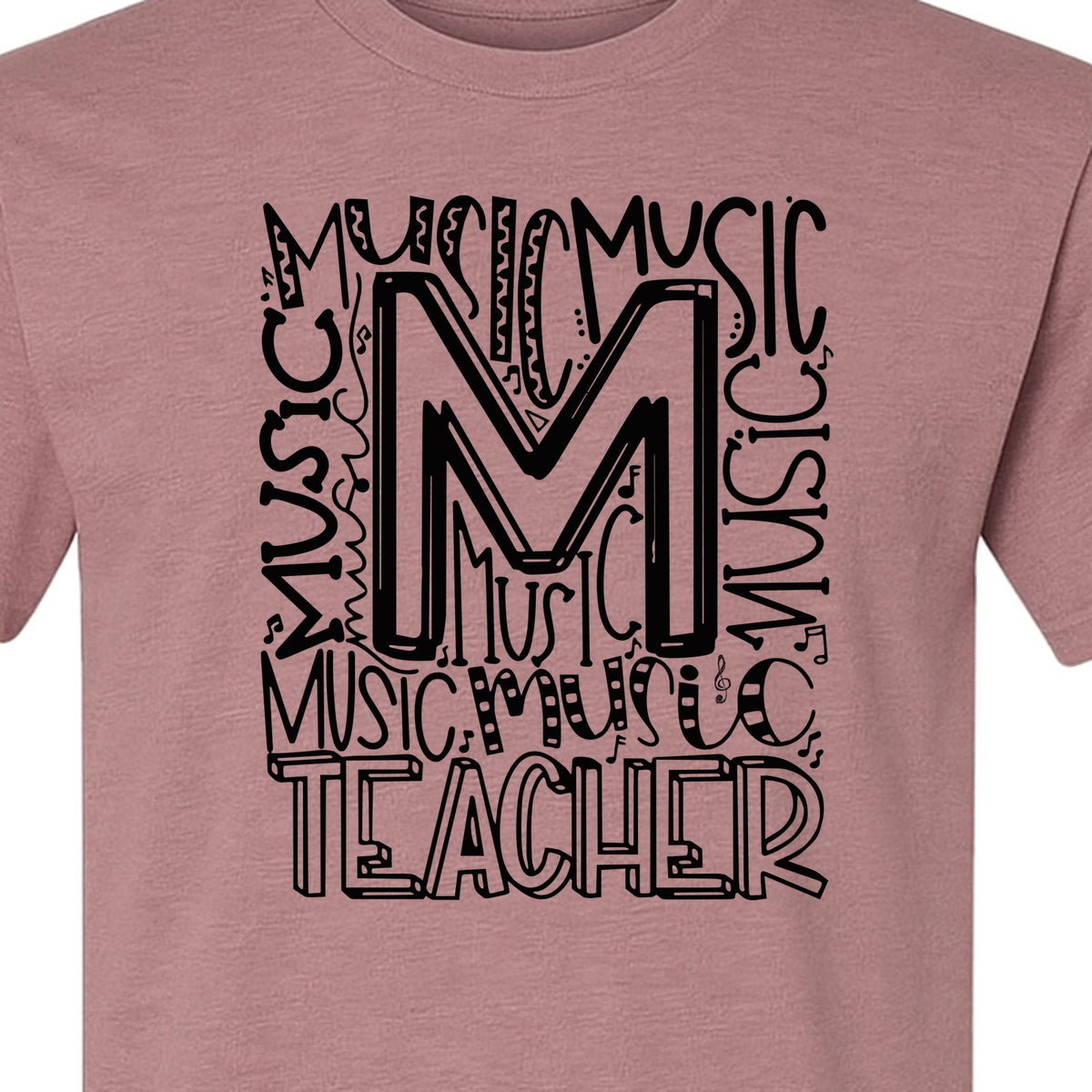 Music Teacher T-Shirt, Typography M Word Art for Band and Choir Educators