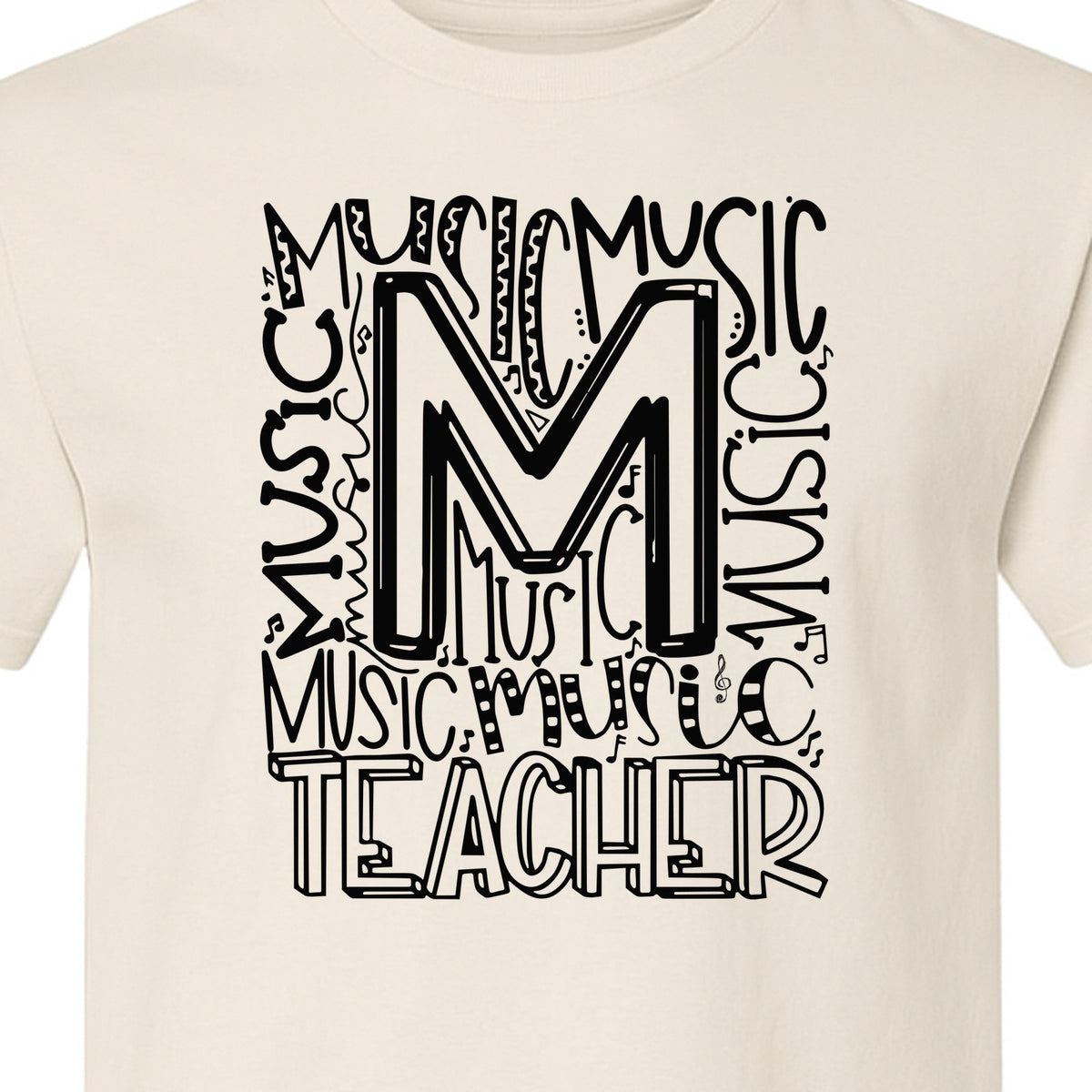 Music Teacher T-Shirt, Typography M Word Art for Band and Choir Educators