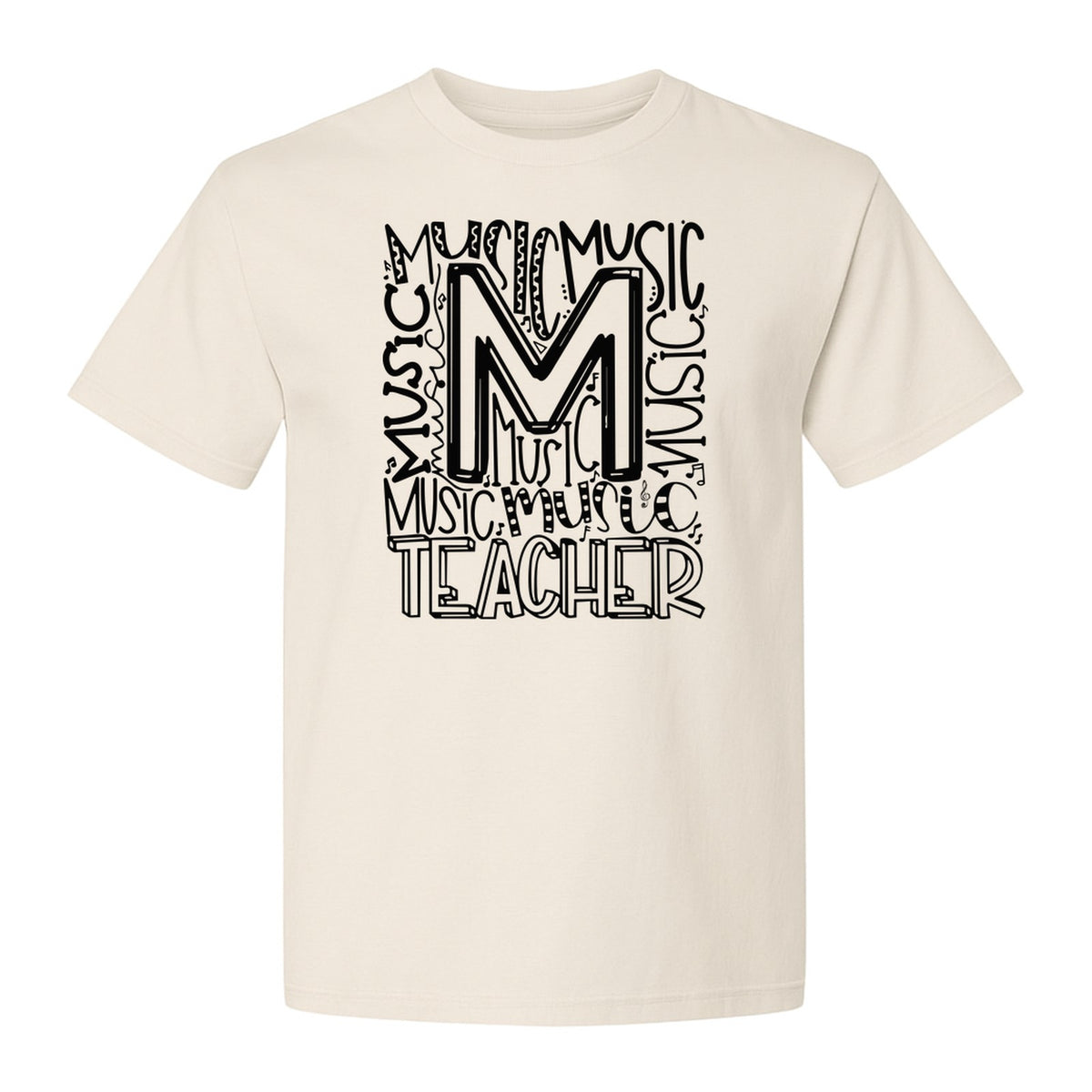 Music Teacher T-Shirt, Typography M Word Art for Band and Choir Educators