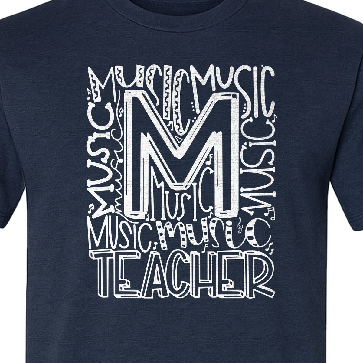 Music Teacher T-Shirt, Typography M Word Art for Band and Choir Educators