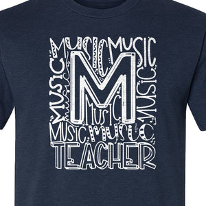 Music Teacher T-Shirt, Typography M Word Art for Band and Choir Educators