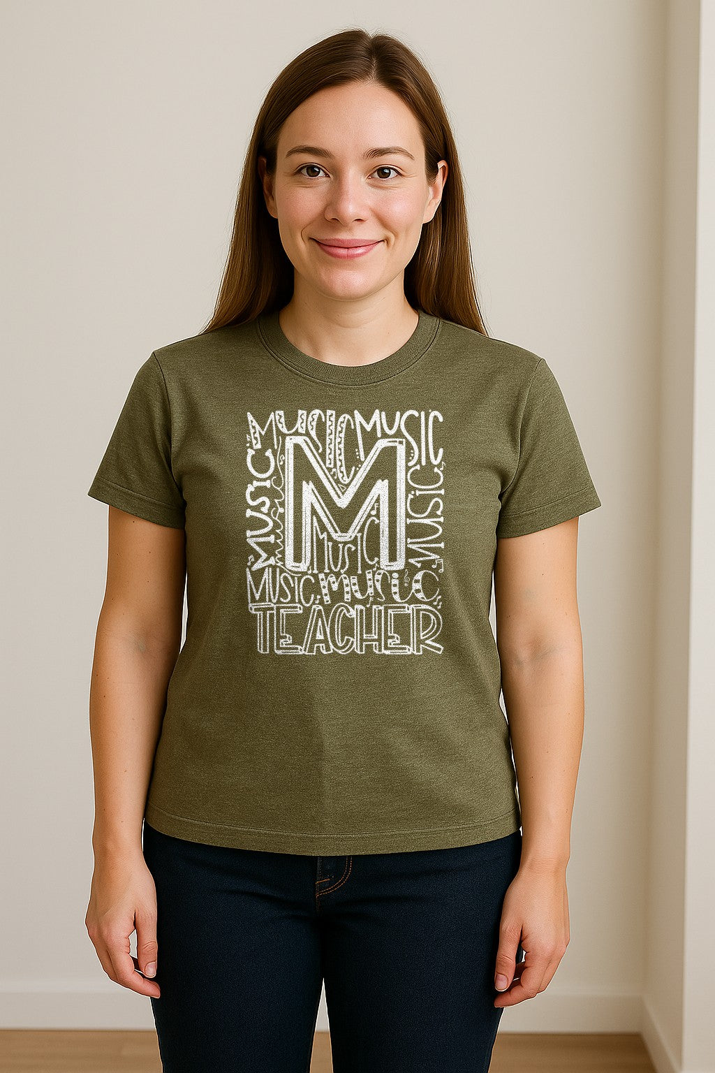 Music Teacher T-Shirt, Typography M Word Art for Band and Choir Educators