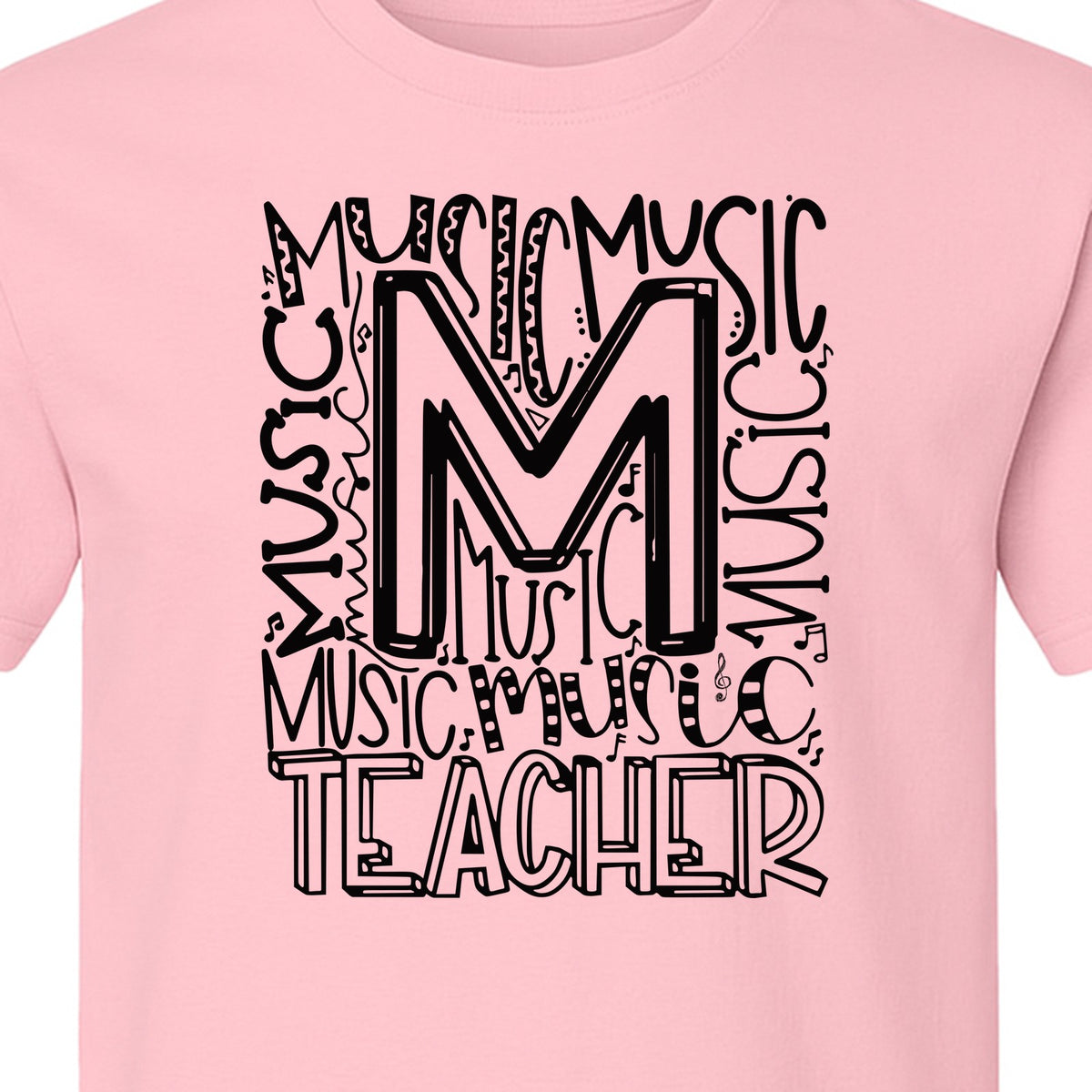 Music Teacher T-Shirt, Typography M Word Art for Band and Choir Educators
