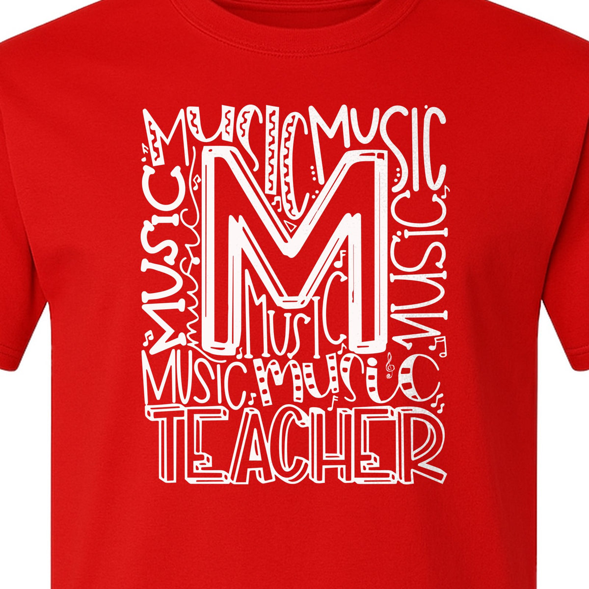 Music Teacher T-Shirt, Typography M Word Art for Band and Choir Educators
