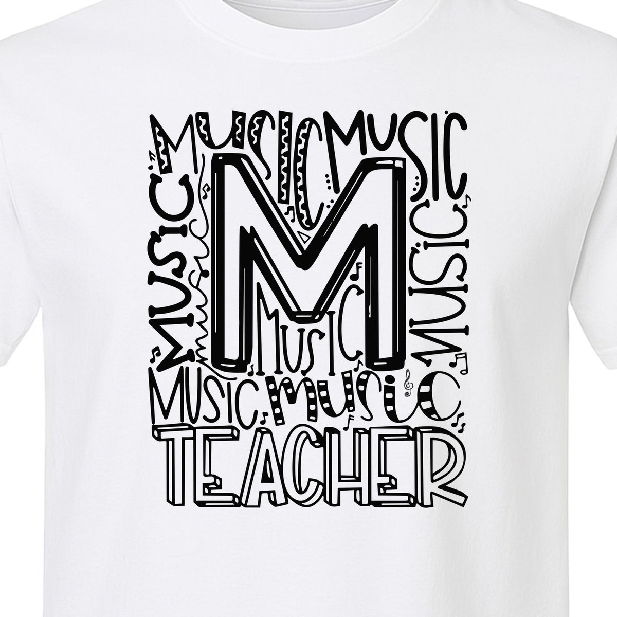 Music Teacher T-Shirt, Typography M Word Art for Band and Choir Educators