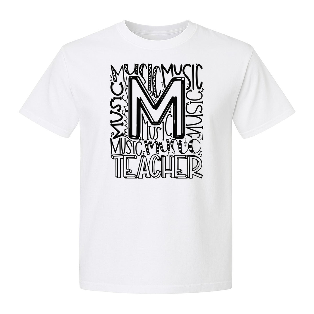 Music Teacher T-Shirt, Typography M Word Art for Band and Choir Educators