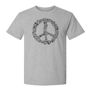 Peace Sign T-Shirt, Floral Boho Outline Design for Hippie Style and Retro Festival Fans