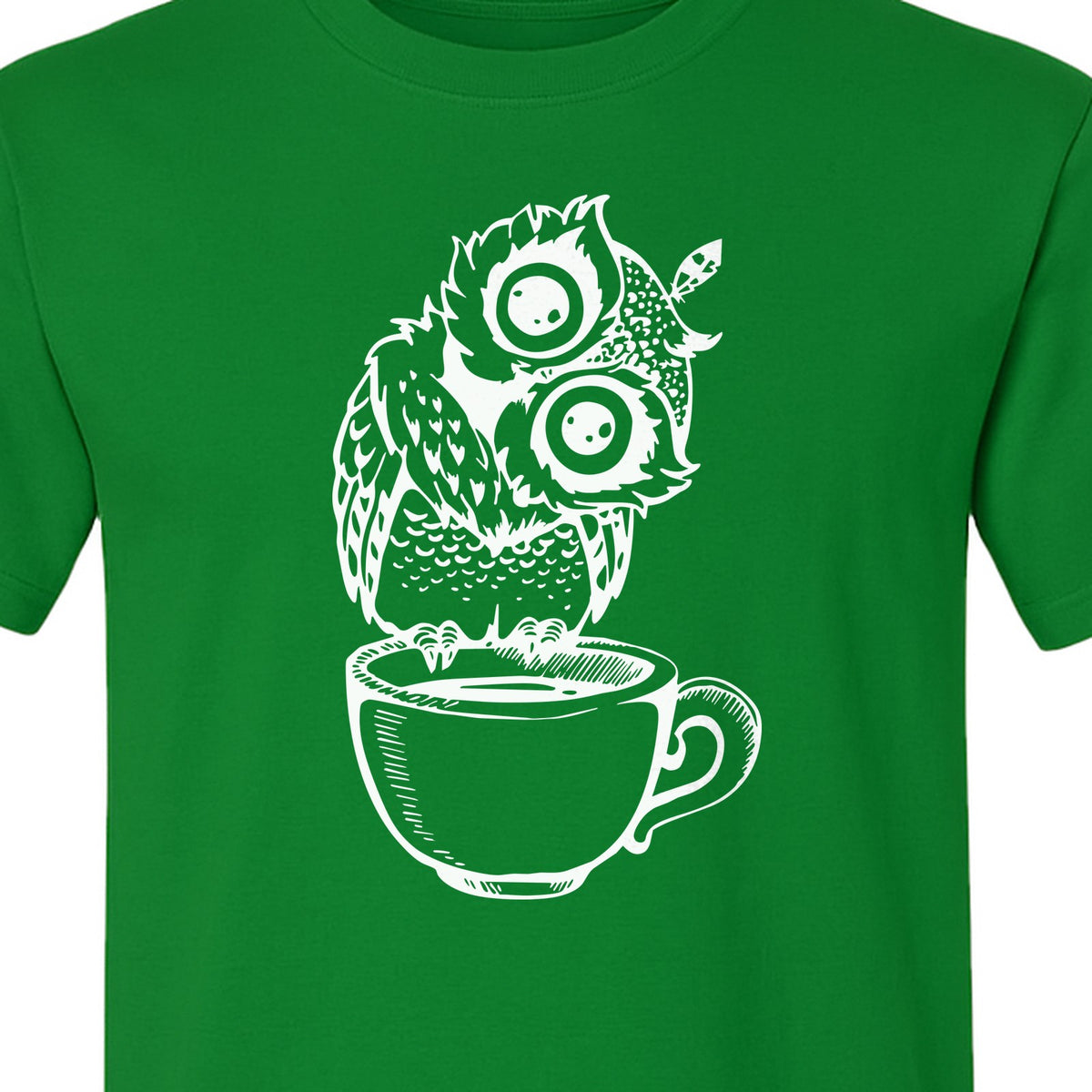 Owl Coffee T-Shirt, Perched in Teacup Design for Bird Watchers and Animal Lovers
