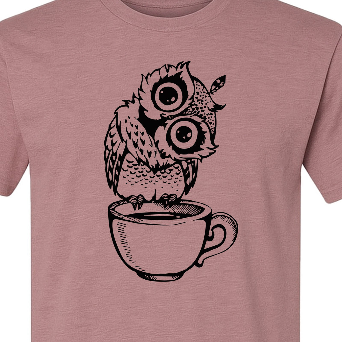 Owl Coffee T-Shirt, Perched in Teacup Design for Bird Watchers and Animal Lovers