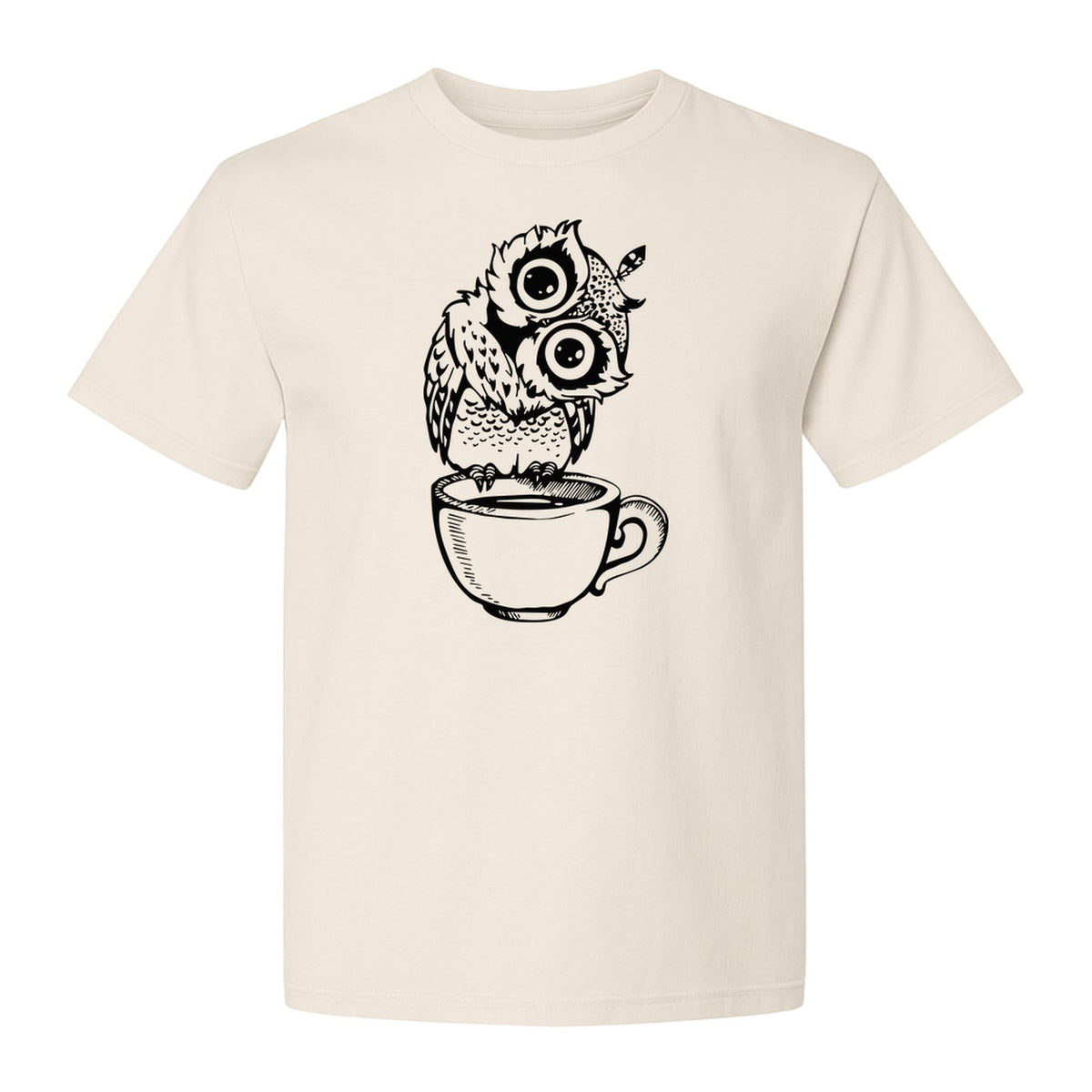 Owl Coffee T-Shirt, Perched in Teacup Design for Bird Watchers and Animal Lovers
