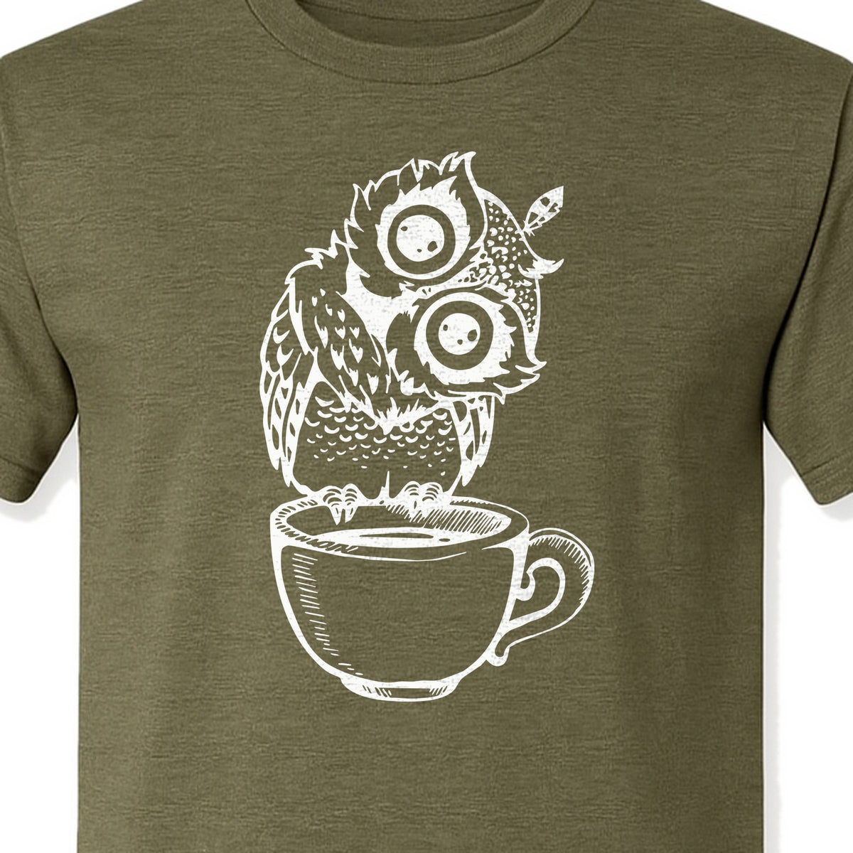Owl Coffee T-Shirt, Perched in Teacup Design for Bird Watchers and Animal Lovers