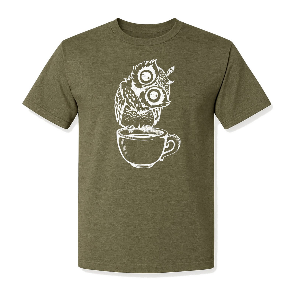 Owl Coffee T-Shirt, Perched in Teacup Design for Bird Watchers and Animal Lovers
