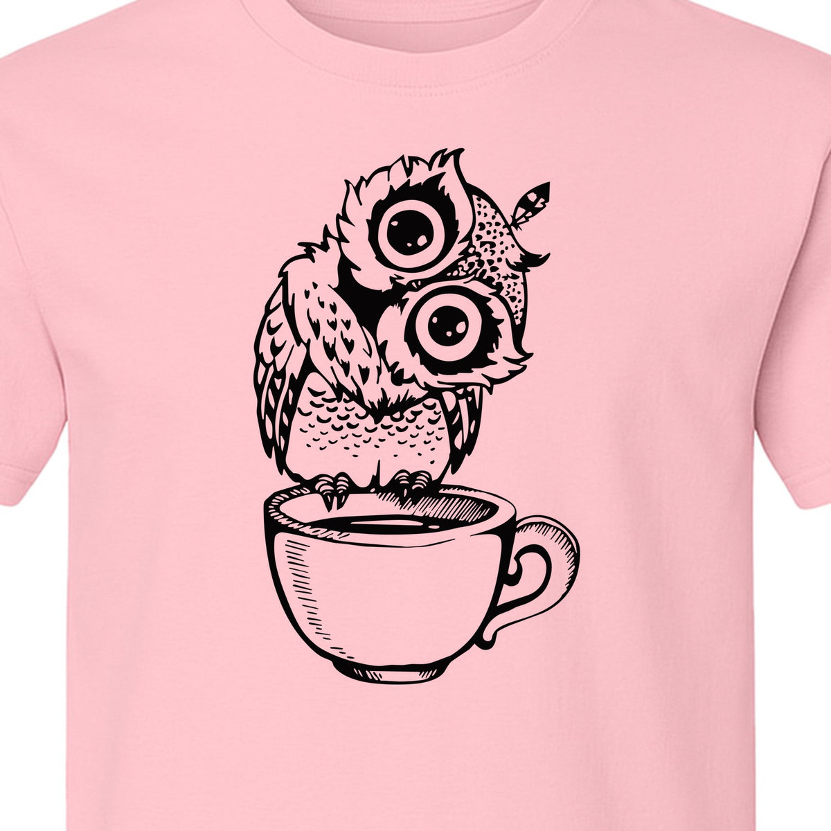 Owl Coffee T-Shirt, Perched in Teacup Design for Bird Watchers and Animal Lovers