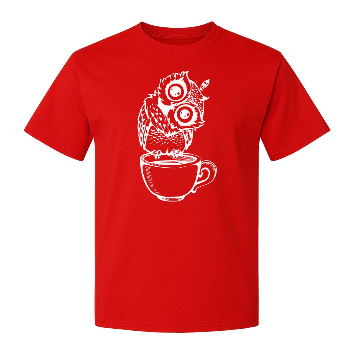 Owl Coffee T-Shirt, Perched in Teacup Design for Bird Watchers and Animal Lovers