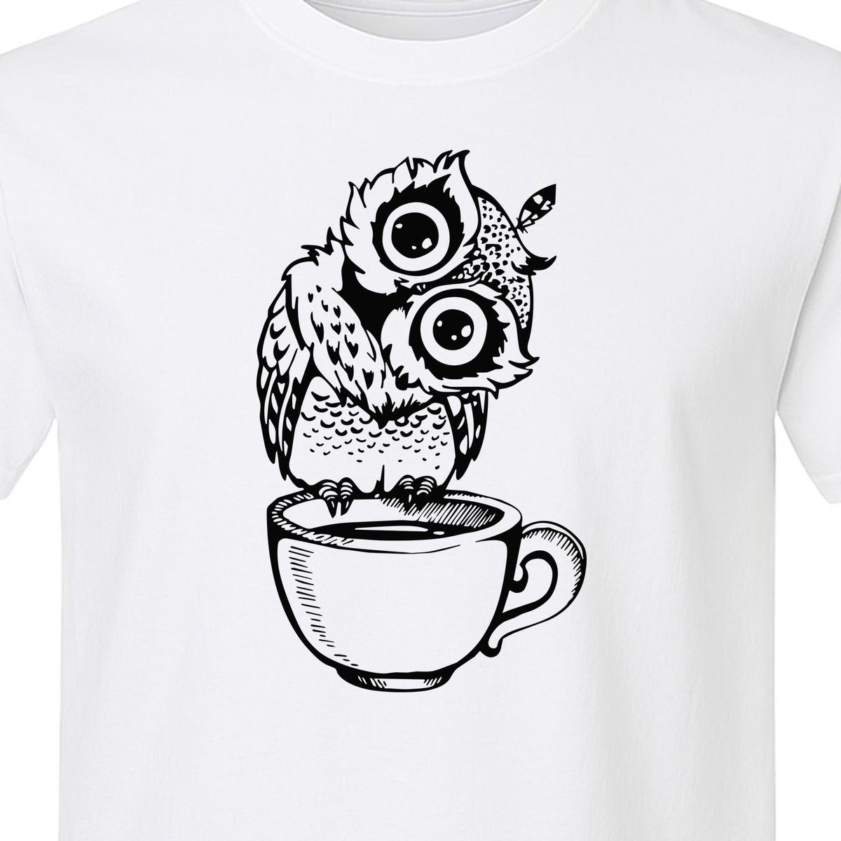 Owl Coffee T-Shirt, Perched in Teacup Design for Bird Watchers and Animal Lovers