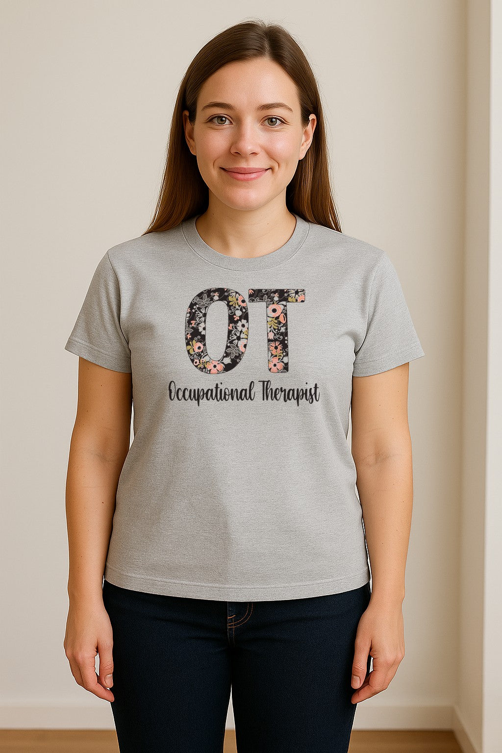 Occupational Therapist T-Shirt, Floral OT Letter Design for Therapy Students and Appreciation