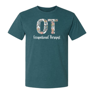 Occupational Therapist T-Shirt, Floral OT Letter Design for Therapy Students and Appreciation
