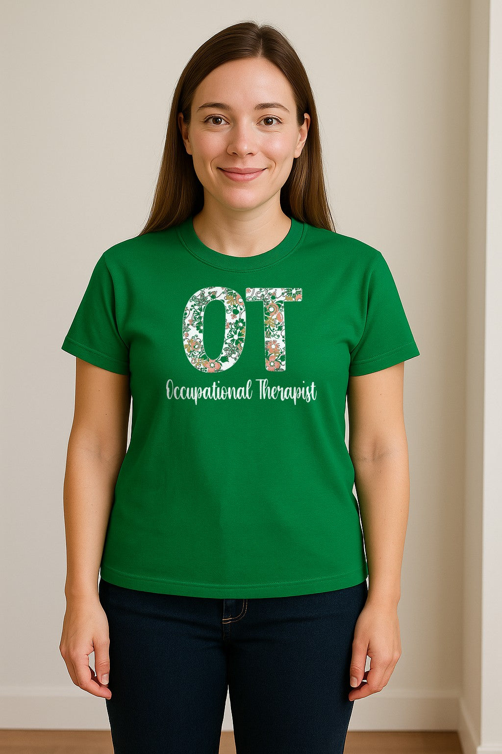 Occupational Therapist T-Shirt, Floral OT Letter Design for Therapy Students and Appreciation