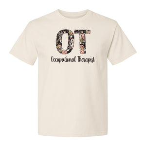 Occupational Therapist T-Shirt, Floral OT Letter Design for Therapy Students and Appreciation