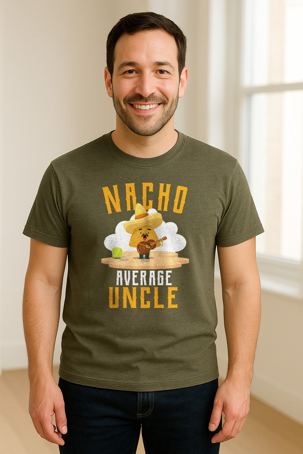 Nacho Average Uncle T-Shirt, Funny Mexican Food Lover Gift for Him