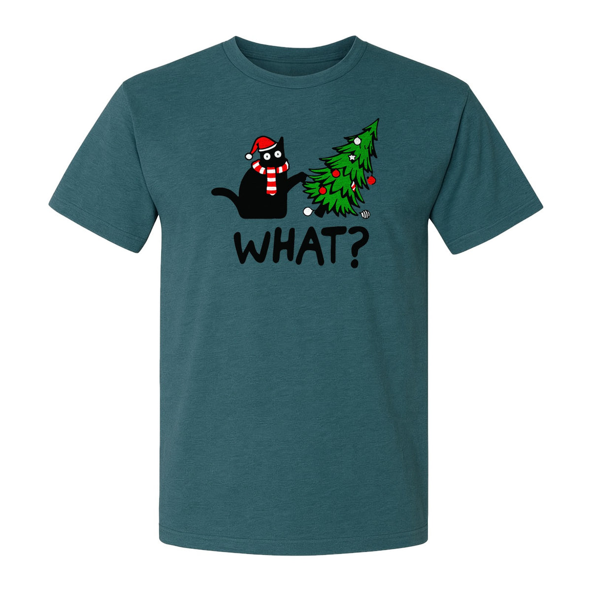 Christmas Cat T-Shirt, Funny What Tree Graphic for Holiday Parties and Animal Lovers