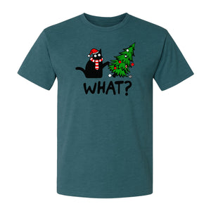Christmas Cat T-Shirt, Funny What Tree Graphic for Holiday Parties and Animal Lovers
