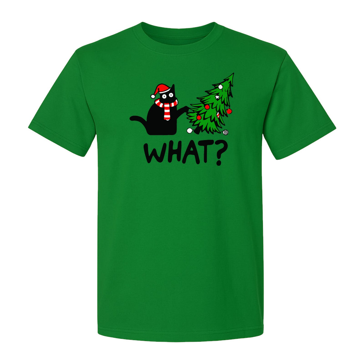 Christmas Cat T-Shirt, Funny What Tree Graphic for Holiday Parties and Animal Lovers