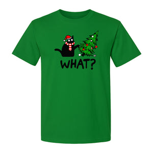 Christmas Cat T-Shirt, Funny What Tree Graphic for Holiday Parties and Animal Lovers