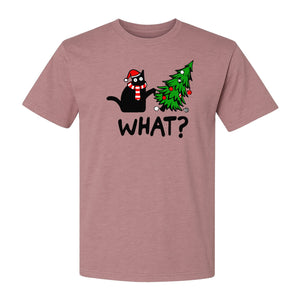 Christmas Cat T-Shirt, Funny What Tree Graphic for Holiday Parties and Animal Lovers