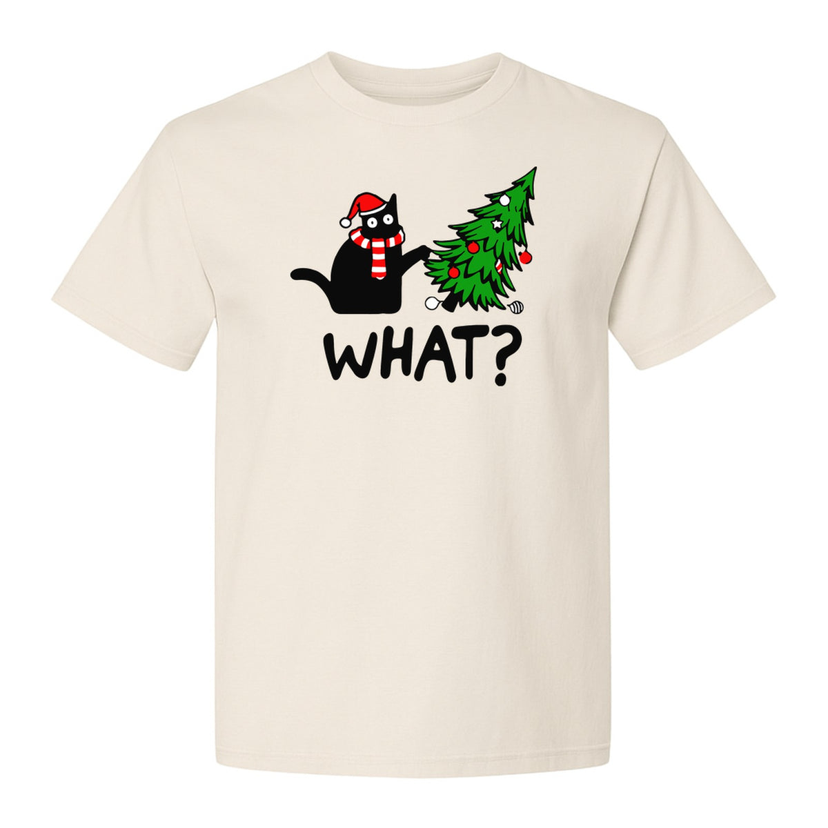 Christmas Cat T-Shirt, Funny What Tree Graphic for Holiday Parties and Animal Lovers
