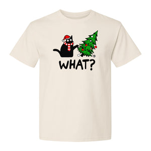 Christmas Cat T-Shirt, Funny What Tree Graphic for Holiday Parties and Animal Lovers