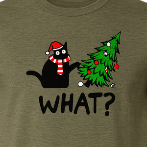 Christmas Cat T-Shirt, Funny What Tree Graphic for Holiday Parties and Animal Lovers