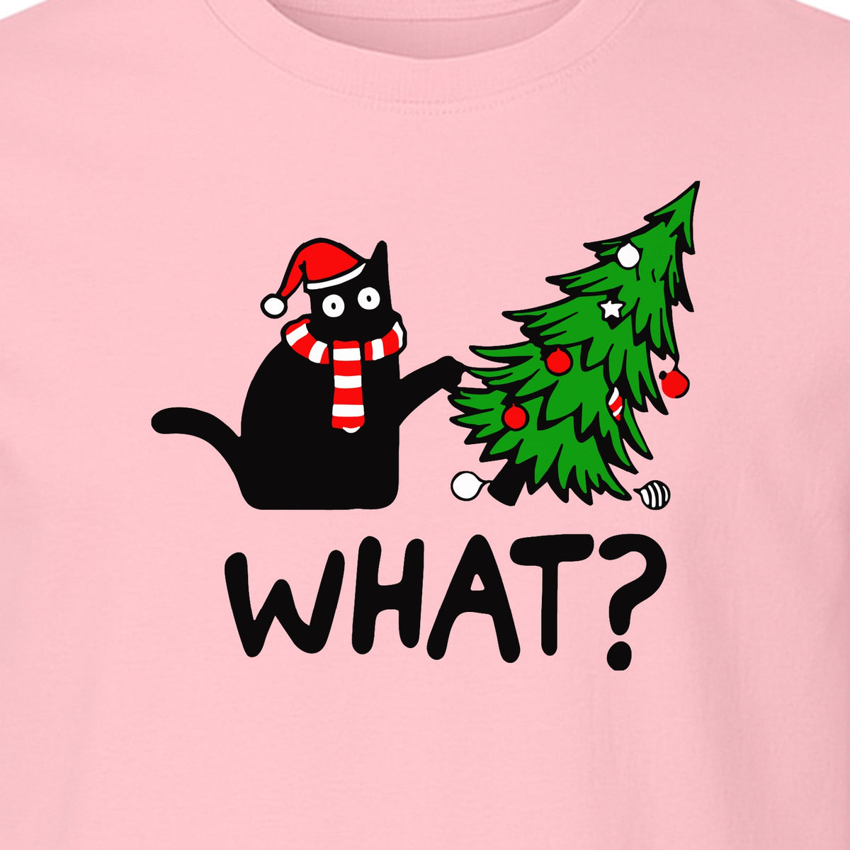 Christmas Cat T-Shirt, Funny What Tree Graphic for Holiday Parties and Animal Lovers