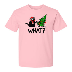 Christmas Cat T-Shirt, Funny What Tree Graphic for Holiday Parties and Animal Lovers