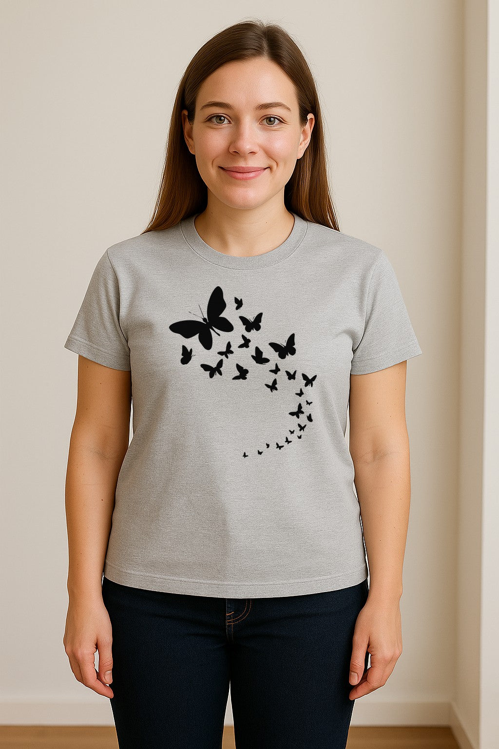 Butterfly T-Shirt, Swirling Silhouette Graphic for Nature Lovers and Garden Fans