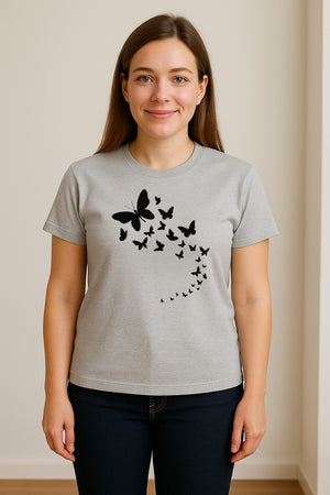 Butterfly T-Shirt, Swirling Silhouette Graphic for Nature Lovers and Garden Fans