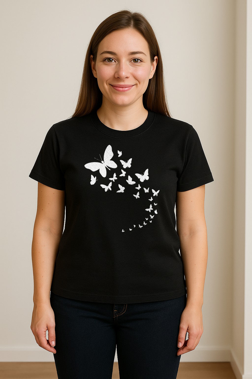 Butterfly T-Shirt, Swirling Silhouette Graphic for Nature Lovers and Garden Fans
