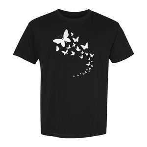 Butterfly T-Shirt, Swirling Silhouette Graphic for Nature Lovers and Garden Fans