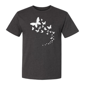 Butterfly T-Shirt, Swirling Silhouette Graphic for Nature Lovers and Garden Fans