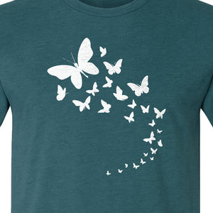 Butterfly T-Shirt, Swirling Silhouette Graphic for Nature Lovers and Garden Fans