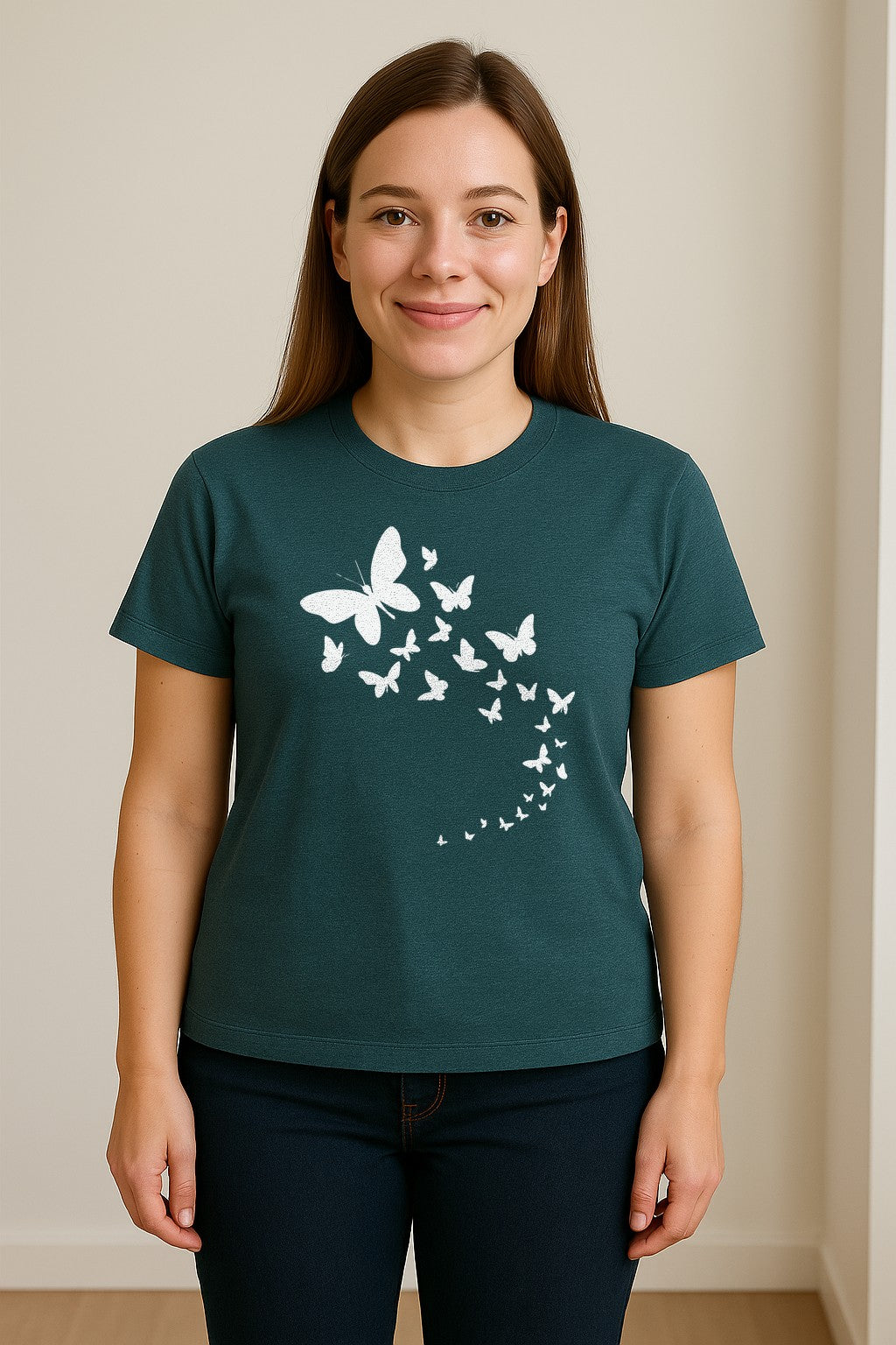 Butterfly T-Shirt, Swirling Silhouette Graphic for Nature Lovers and Garden Fans