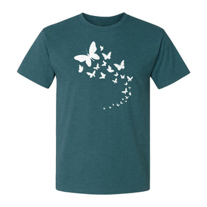 Butterfly T-Shirt, Swirling Silhouette Graphic for Nature Lovers and Garden Fans
