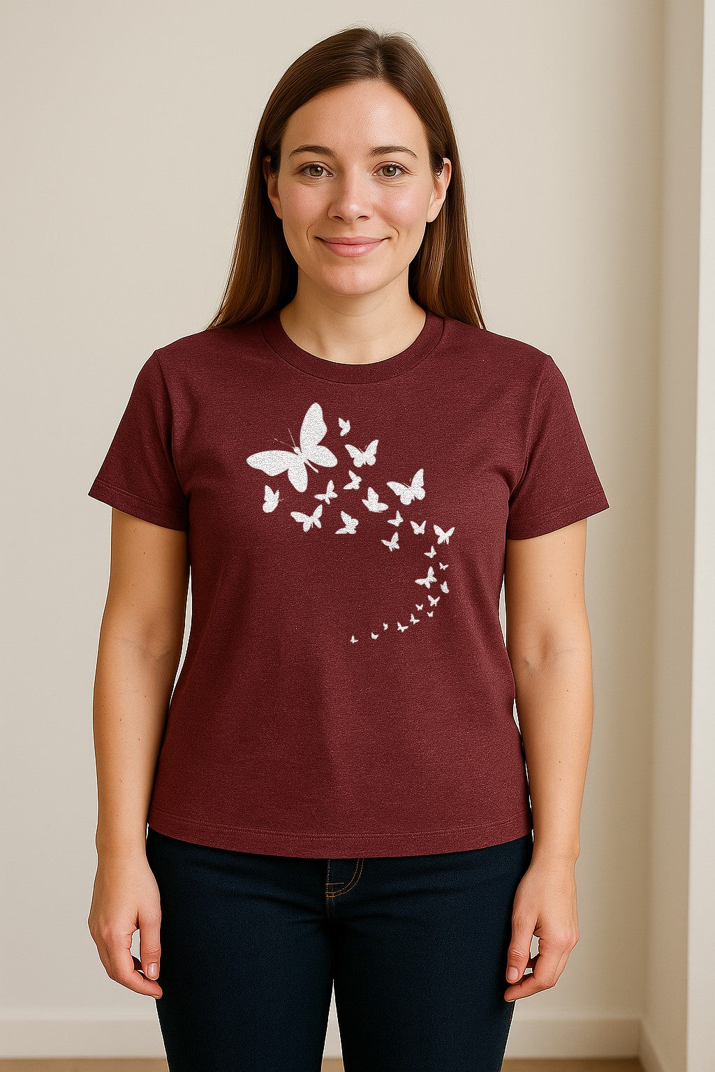 Butterfly T-Shirt, Swirling Silhouette Graphic for Nature Lovers and Garden Fans