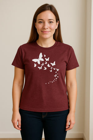 Butterfly T-Shirt, Swirling Silhouette Graphic for Nature Lovers and Garden Fans