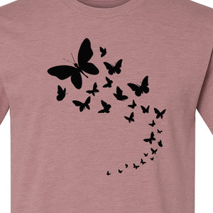 Butterfly T-Shirt, Swirling Silhouette Graphic for Nature Lovers and Garden Fans