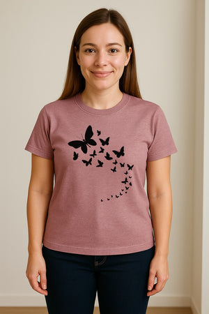 Butterfly T-Shirt, Swirling Silhouette Graphic for Nature Lovers and Garden Fans