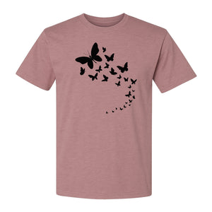 Butterfly T-Shirt, Swirling Silhouette Graphic for Nature Lovers and Garden Fans
